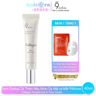 Kem Dưỡng Cải Thiện Nếp Nhăn Da Mặt và Mắt 9Wishes Collagen Ampule Eye & Face Cream 40ml