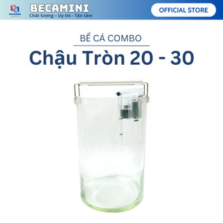 Bể cá mini để bàn tròn D20H30 COMBO Hồ-Lọc-Đèn kèm phụ kiện tiểu cảnh