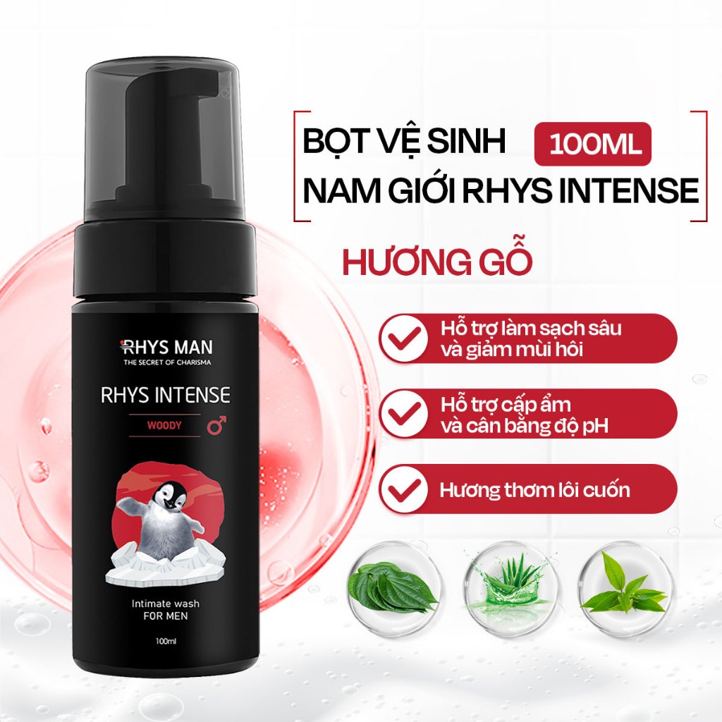 Bọt vệ sinh nam RHYS MAN tạo bọt mịn Rhys Intense 100ml