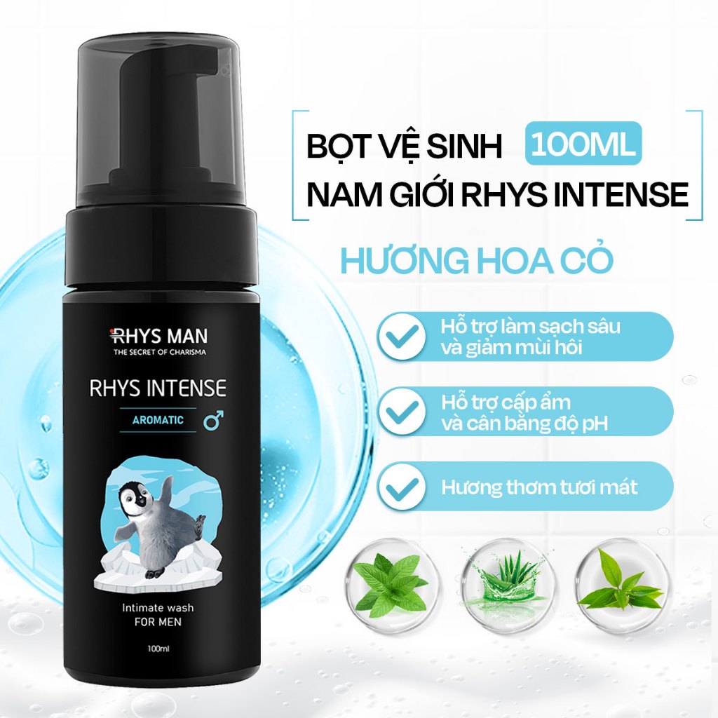 Bọt vệ sinh nam RHYS MAN tạo bọt mịn Rhys Intense 100ml