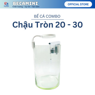 Bể cá mini để bàn tròn D20H30 COMBO Hồ Lọc Đèn kèm phụ kiện tiểu cảnh