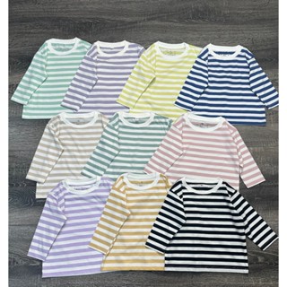 Áo thun dài tay Muji kẻ ngang thời trang cho bé Nga Fish AT3K9