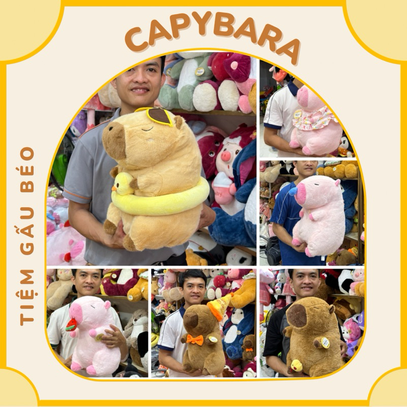 Gấu bông capybara, capybara màu hồng, capybara đeo túi, capybara nước mũi- Tiệm Gấu Béo