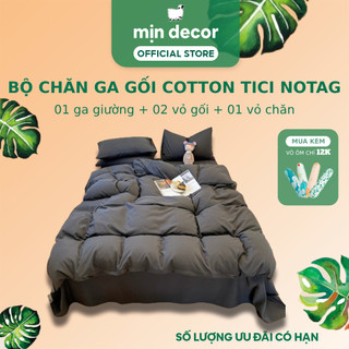 Bộ Chăn Ga Gối Cotton Tici NoTag Mịn Decor Bo Chun 30cm, Phối Màu Pastel Basic Phong Cách Hàn Quốc, Hiện Đại