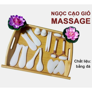  Đá thạch anh 14 chi tiết massage mặt kèm khay  đá loại1 đẹp dày bóng trắng sáng cam kết như hình 