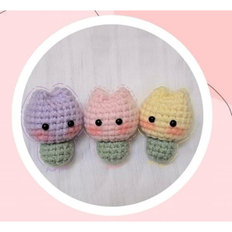 móc khoá len tulip nhỏ xinh