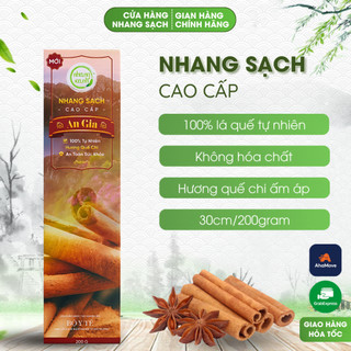 Nhang Quế Chi Nguyên Chất Nhang Xanh 30cm - 100% Thiên Nhiên, An Toàn Cho Sức Khỏe - Hộp 200g