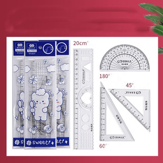 Bộ ê ke thước kẻ 4 món bằng nhựa