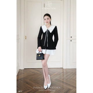 Set vest cổ ren pha chouchou