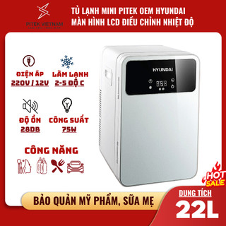 [BẢO HÀNH CHÍNH HÃNG] Tủ lạnh mini Pitek trữ sữa, bảo quản mỹ phẩm 22L (Dùng điện ô tô và 220V)