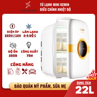 Tủ lạnh mini cao cấp kemin trữ sữa, bảo quản mỹ phẩm 220v & ô tô 22l