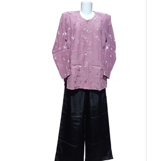Bộ bà ba bà già áo gấm quần trơn ống rộng