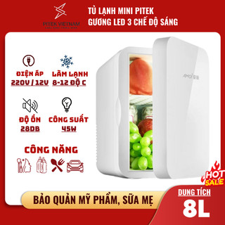 Tủ lạnh mini Amoi 8 lít bảo quản mỹ phẩm, trữ sữa, nước uống (đủ dây cắm điện 220V + ô tô) - Pitek