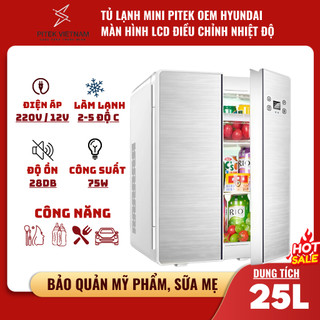 [BẢO HÀNH CHÍNH HÃNG] Tủ lạnh mini PITEK cao cấp trữ sữa, bảo quản mỹ phẩm, cảm ứng 25L Màu Bạc