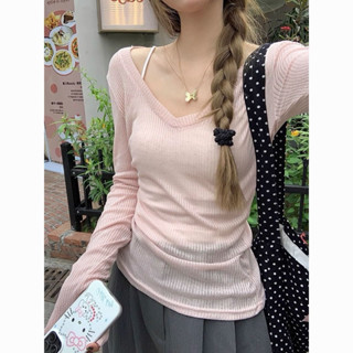 [Sẵn + Hoả tốc] Naii.order | Áo len mỏng basic cổ chữ V 3 màu hồng, trắng, đen N93