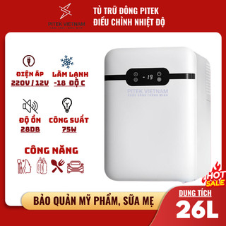 Tủ đông mini PITEK có ngăn đá trữ đông bảo quản sữa, mỹ phẩm, nước hoa dung tích 26L