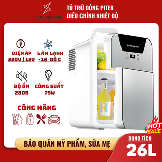 Tủ lạnh mini 2 cửa PITEK ngăn trữ đông bảo quản sữa, mỹ phẩm, nước hoa dung tích 26L