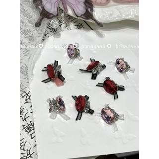 Charm đá mix nơ charm bướm đính móng