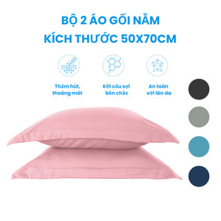 Bộ 2 áo gối nằm cotton nhung Jun Store màu trơn kích thước 50x70cm (Có bèo)