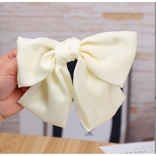 Kẹp tóc nơ nữ tiểu thư giá siêu sale chất lụa màu trắng trơn bản đẹp xịn phong cách Hàn Quốc