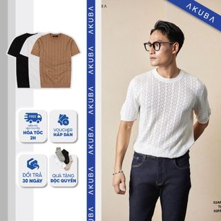 Áo thun nam AKUBA form slimfit, chất vải cotton co giãn cực đỉnh, mềm mịn, thấm hút mồ hôi hiệu quả | 02AP1026
