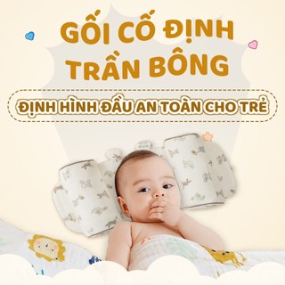 Gối Chặn Định Hình Đầu Xô Trần Bông Muslin Unbee Cho Bé Sơ Sinh, Chống Méo Đầu, Bẹp Đầu,Êm Ái Kèm Bông Bên Trong
