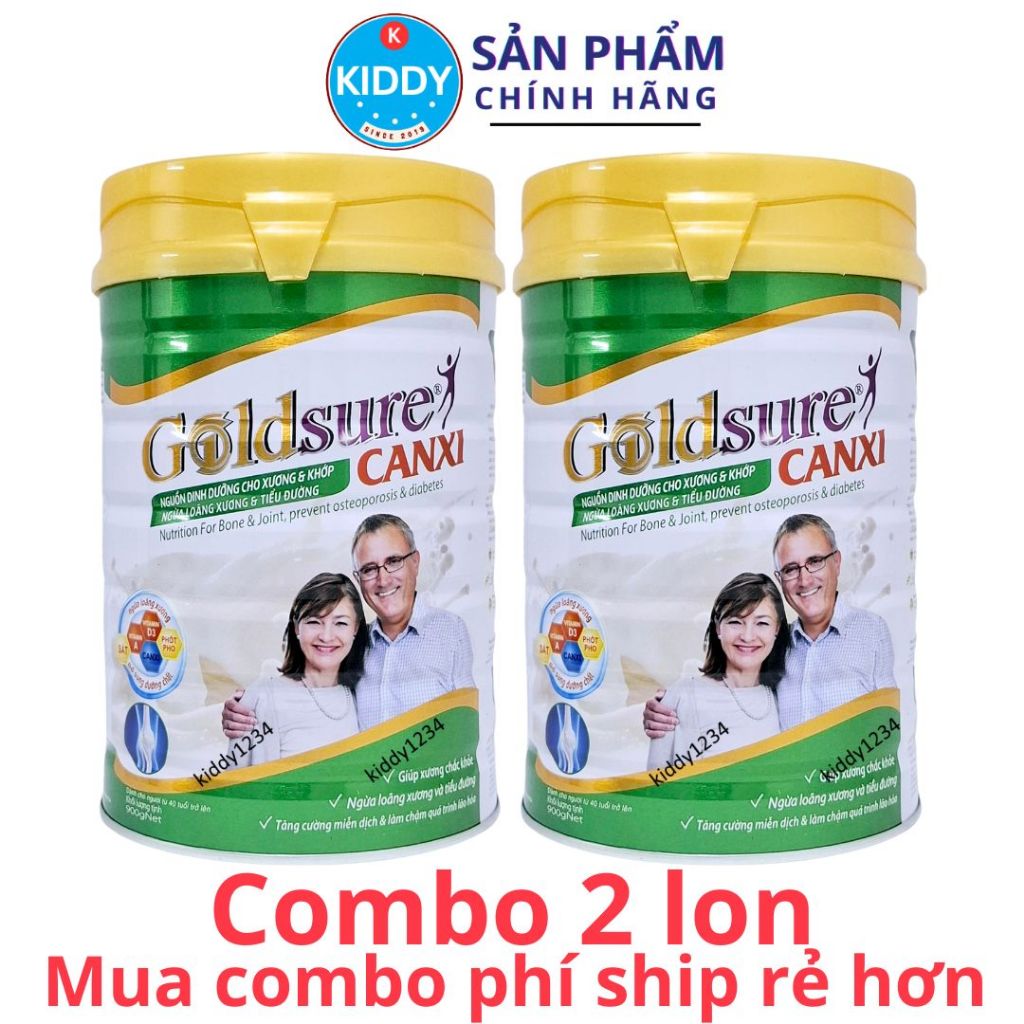  Combo 2 lon Sữa Canxi GOLDSURE CANXI NC 900G dành cho người già ngừa loãng xương tiểu đường 