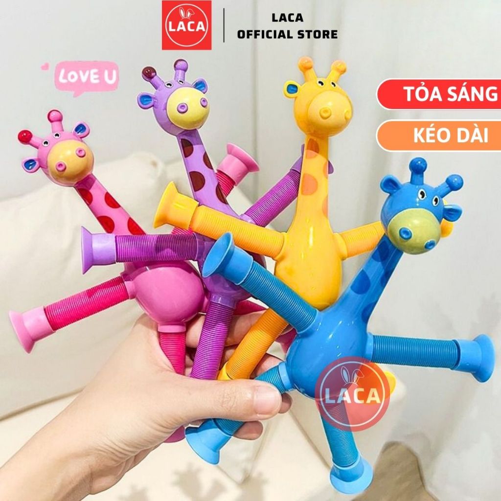Đồ chơi hươu lò xo kéo dài  vui nhộn cho bé - đồ chơi hươu cao cổ phát sáng nhiều màu sắc tạo nhiều 