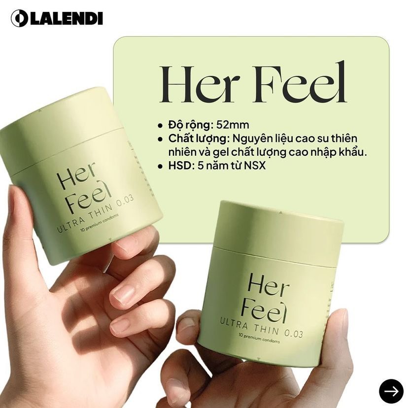 Bao cao su PlayAh Her Feel Ultra Thin 0.03mm Size 52mm siêu mỏng, nhiều gel, hương nước hoa Pháp  Lalendi Store
