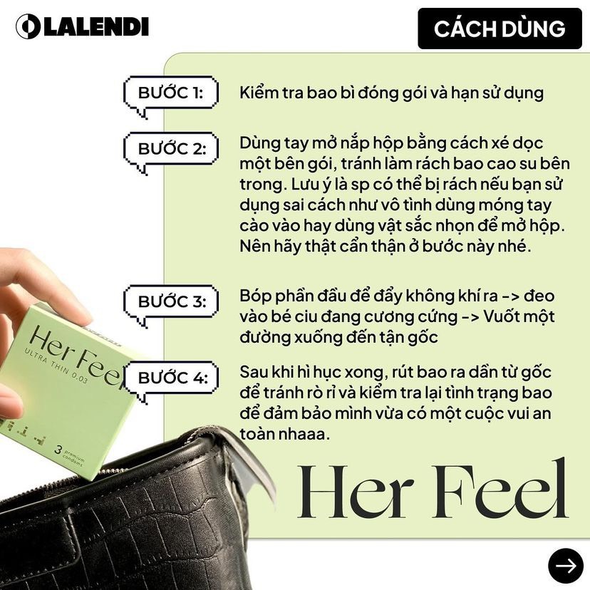 Bao cao su PlayAh Her Feel Ultra Thin 0.03mm Size 52mm siêu mỏng, nhiều gel, hương nước hoa Pháp  Lalendi Store