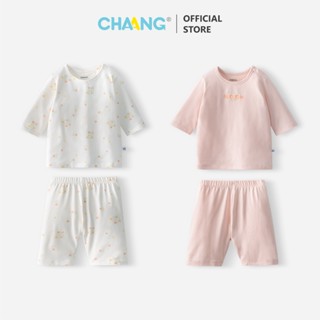 [CHAANG 3M-5Y] Bộ quần áo lửng cúc vai dáng ôm Nature cho bé gái