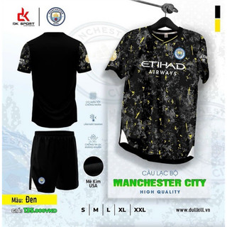 BỘ ĐỒ ĐÁ BANH, ĐỒ ĐÁ BÓNG MANCITY ĐEN MỚI NHẤT 2023-2024 VẢI THUN LẠNH CAO CẤP