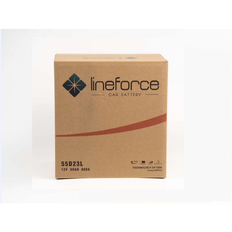 Ắc quy ô tô Lineforce 12V 60AH 55D23L miễn bảo dưỡng cọc L dùng cho xe Fortuner, Hilux, Forester, Xt