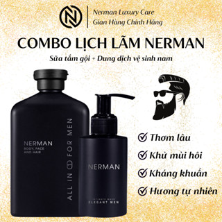Combo Lịch Lãm Nerman - Sữa Tắm Gội Nam Nerman 350ml Và Dung Dịch Vệ Sinh Nam Nerman 100ml Hương Nước Hoa Pháp Cao Cấp