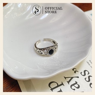 Nhẫn bạc SOFF CLUB S925 - Nhẫn hình oval đen họa tiết retro cổ điển phù hợp nhiều phong cách