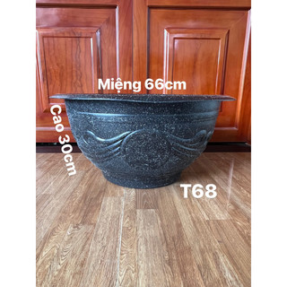 {2 Cái} Chậu Nhựa Truyền Thống T68 Trồng Cây Màu Đá Đen 66x30