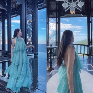 Váy maxi thắt nơ lưng xinh đẹp - hàng quảng châu loại 1