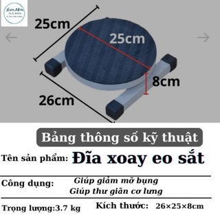 Đĩa xoay eo 360 sắt giảm mỡ bụng, trọng lượng đĩa 3.7kg, chịu tải 120k, xoay êm không kêu