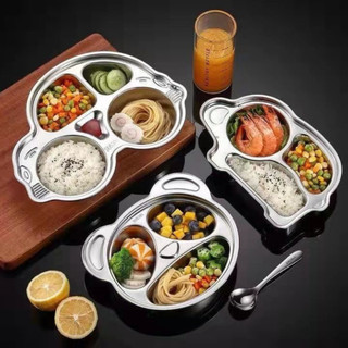 Khay ăn dặm cho bé inox 304, khay ăn dặm hình oto cho bé
