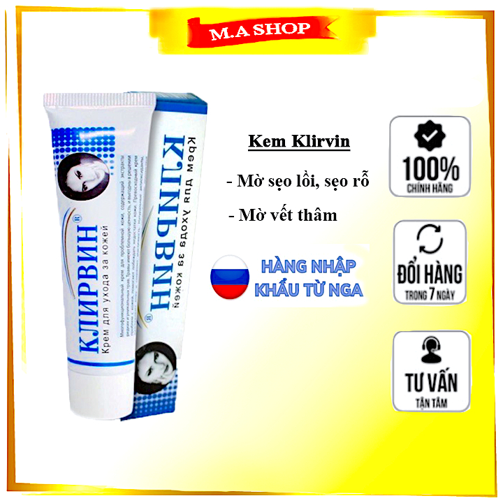 Kem sẹo Nga Klirvin giúp mờ sẹo lồi - sẹo lõm - sẹo rỗ - mờ thâm - 25gr - MA Shop