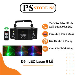 Đèn chiếu LASER 9 lỗ vũ trường cảm biến âm thanh - Đèn LED sân khấu hàng nhập cao cấp