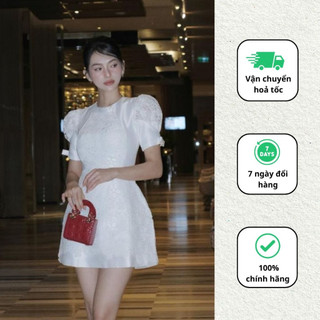 Váy tapta pha ren đính nơ tay bồng sang chảnh đầm thiết kế dáng ngắn đi tiệc Minaca Clothing V289
