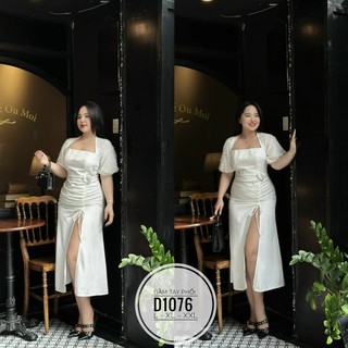 BIGSIZE Đầm tay phối kèm hoa D1076