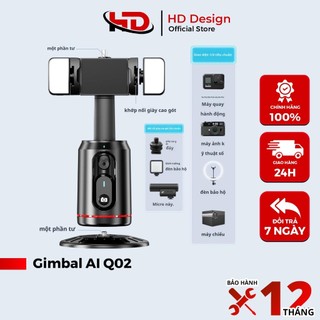 Giá Đỡ Điện Thoại Gimbal Q02  - AI Thông Minh Tự Theo Dõi Khuôn Mặt -Chính Hãng HD Design