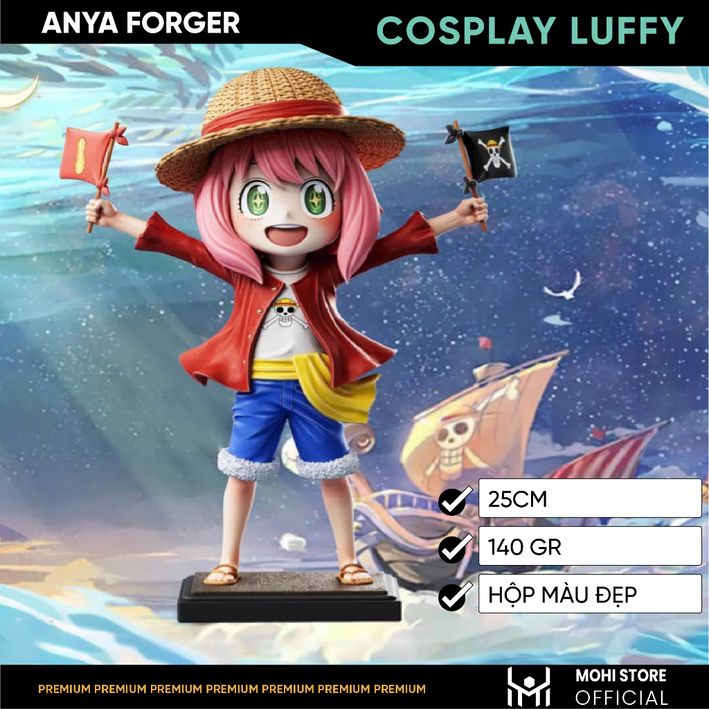 MÔ HÌNH ANYA FORGER - SPY X FAMILY - TANTEI-GOKKO Cosplay Luffy - Cao 23cm - Nặng 250gram - Full Box