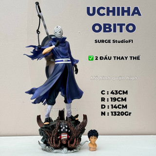 (43cm - F2 - Sẵn) Mô hình Uchiha Obito cao 43cm - Mô hình Obito Surge studioF2 có 2 đầu thay thế - Obito Tobi có đế