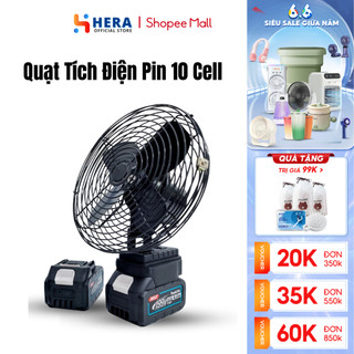 Quạt Tích Điện Pin 10 Cell Dùng Liên Tục 8H, Quạt Tích Điện 2 Cấp Độ Gió Siêu Mát Độ Bền Cao