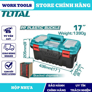 ĐỒ NGHỀ TOTAL Hộp nhựa đựng công cụ 17 inch khóa nhựa TPBX0171 (Cam kết Chính Hãng 100%)