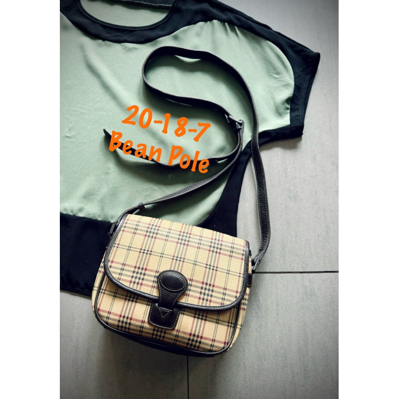 SALE-túi si canvas phối da thật hiệu Bean Pole‼️nắp có tét trong