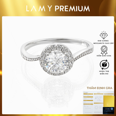 Nhẫn kim cương Moissanite LAMY 6 ly kiểm định GRA DR015 - Hàng chính hãng đã kiểm định